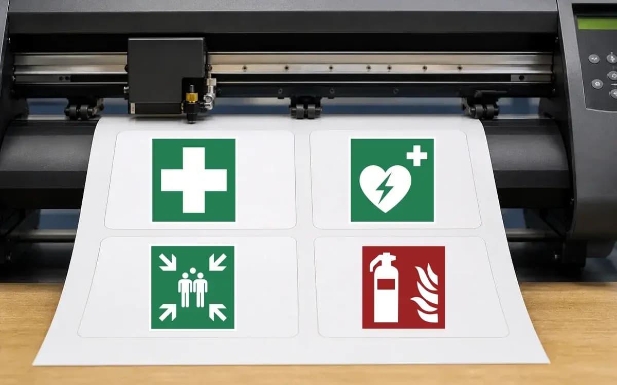 Veiligheidsstickers in verschillende maten en uitvoeringen