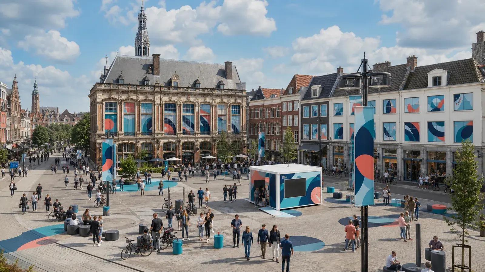 Nederlandse binnenstad met samenhangende tijdelijke citybranding