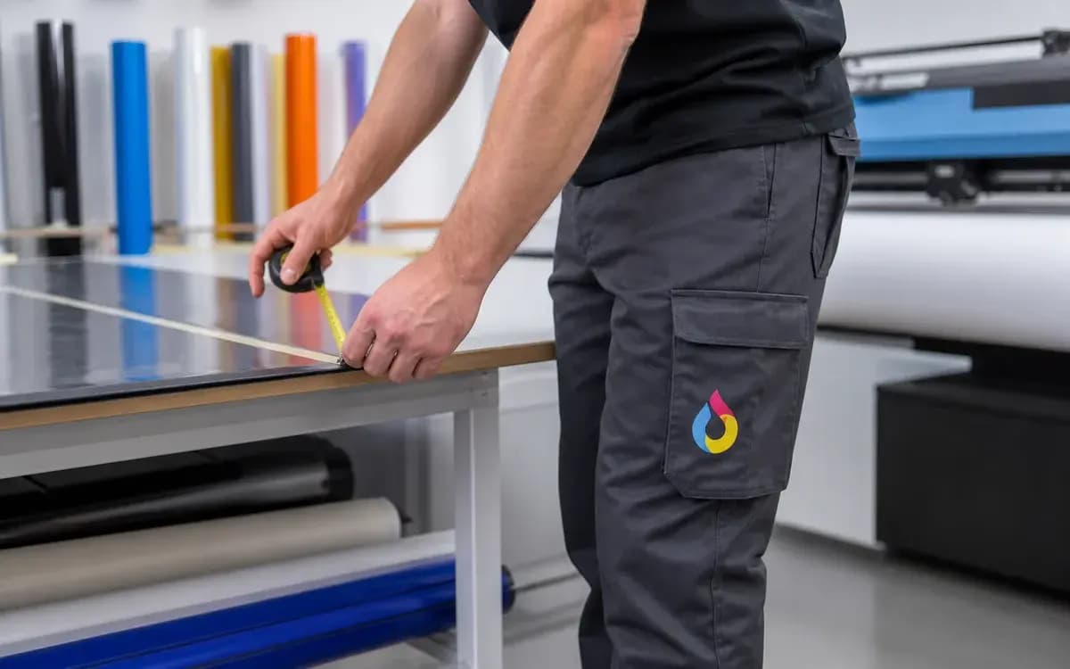 Duurzame logo-opdruk op een werkbroek