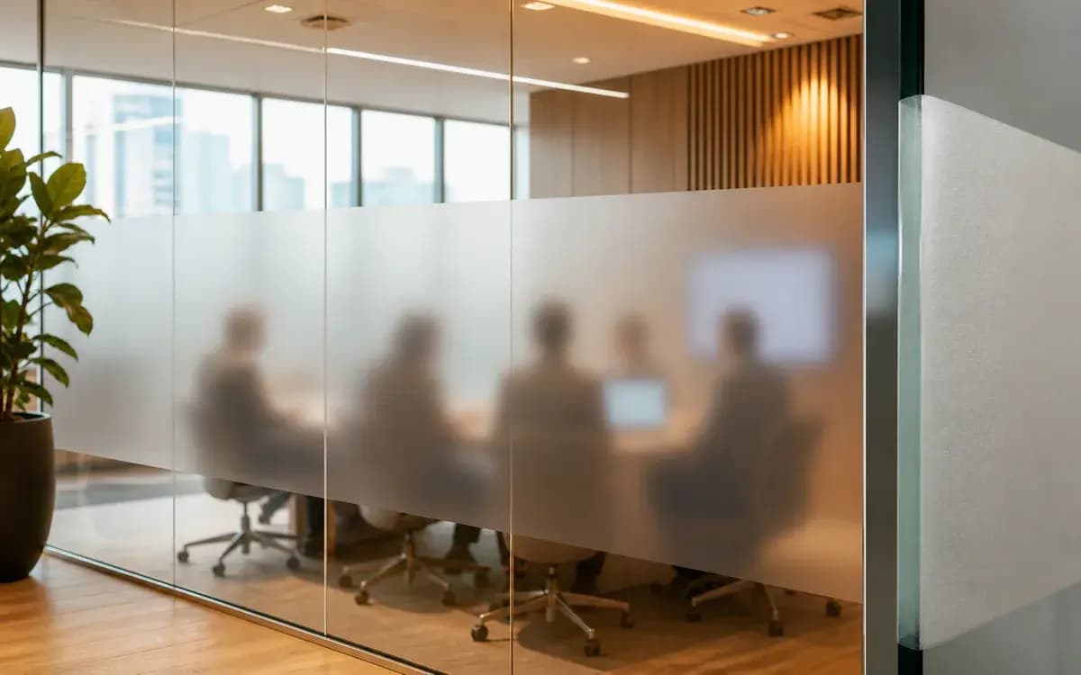 Veiligheidsfolie gecombineerd met privacy op glas