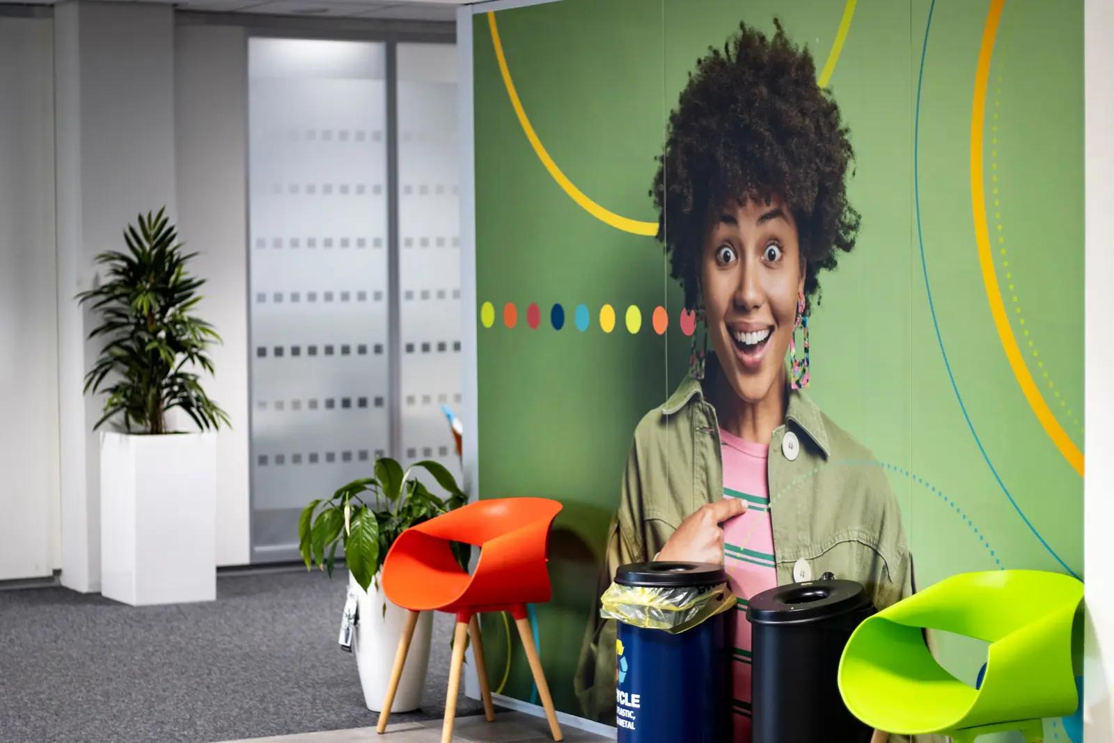Large portrait wall print in the Concentrix office