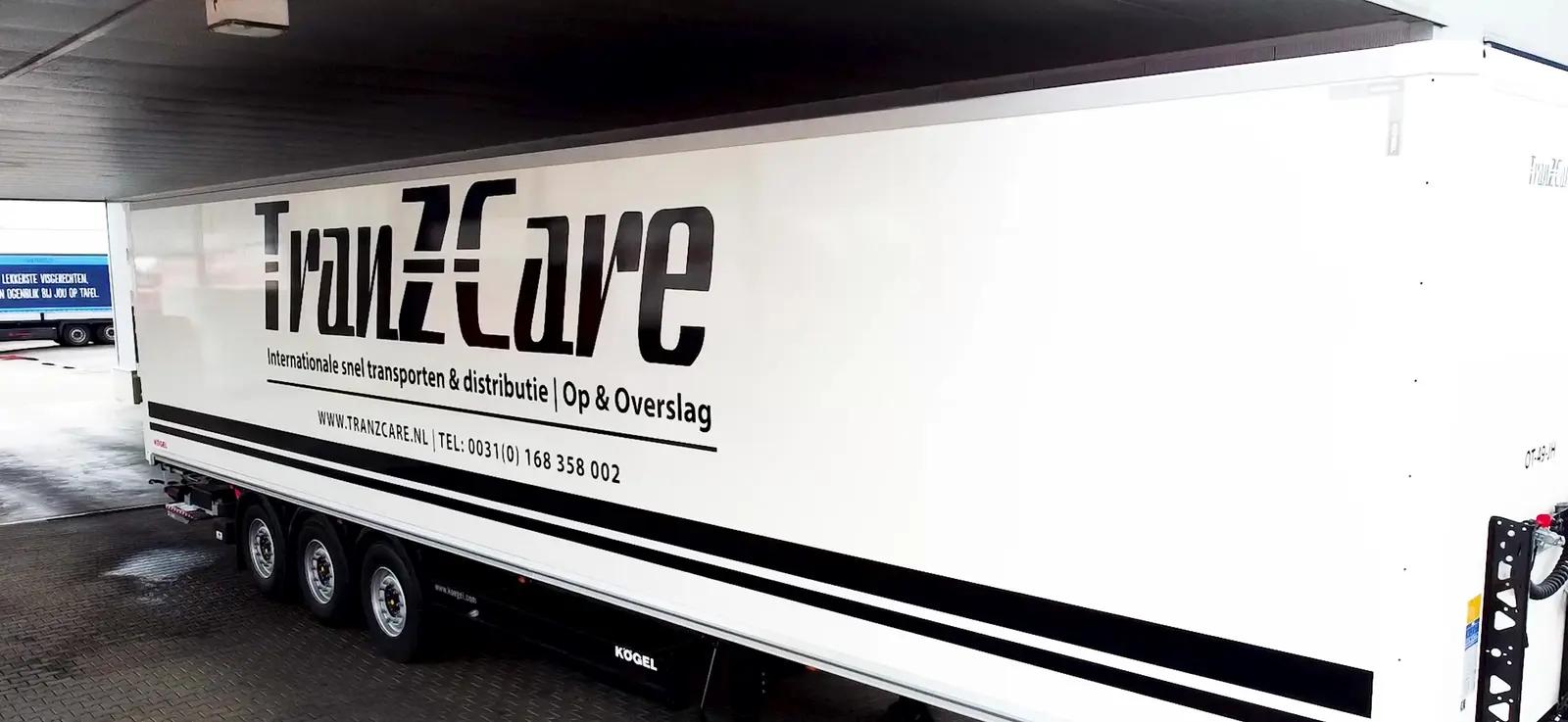 View of the completed Tranzcare trailer graphics