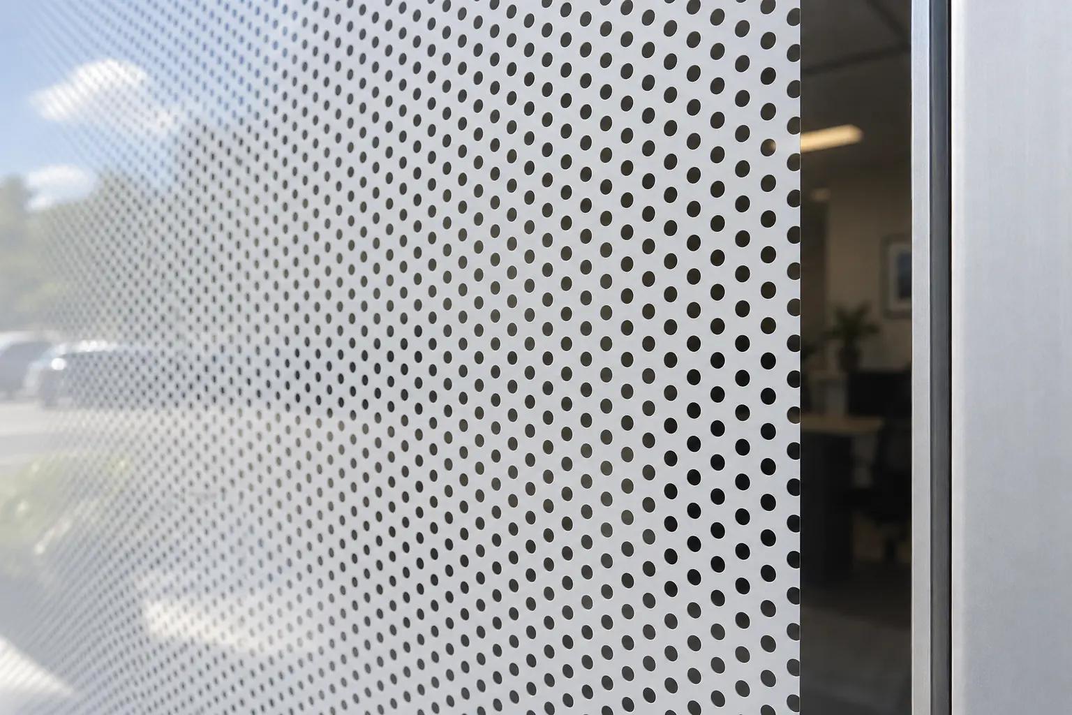 De witte, onbedrukte buitenzijde met perforaties. Op het project draagt deze zijde de bedrukking.